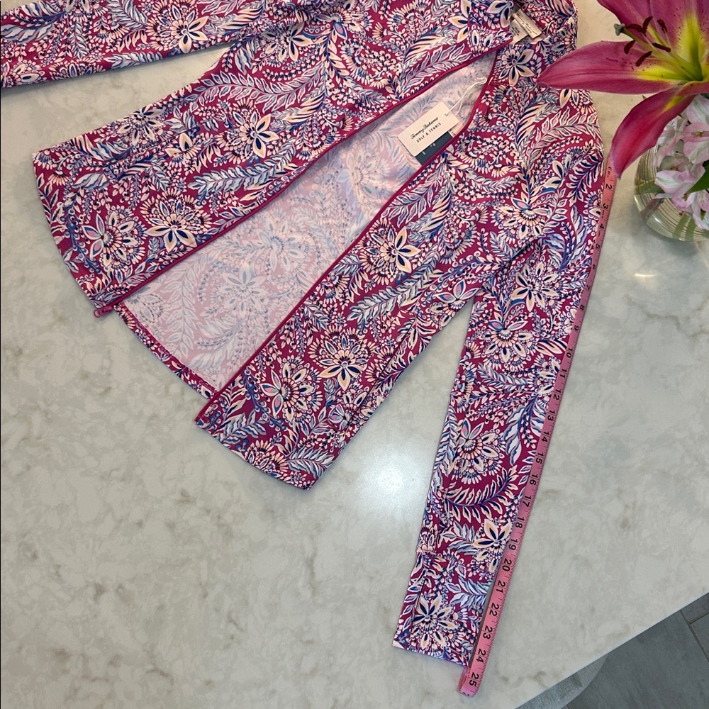 NWT Tommy Bahama Golf & Tennis Full Zip Pink Floral Jacket - Picture 7 of 11